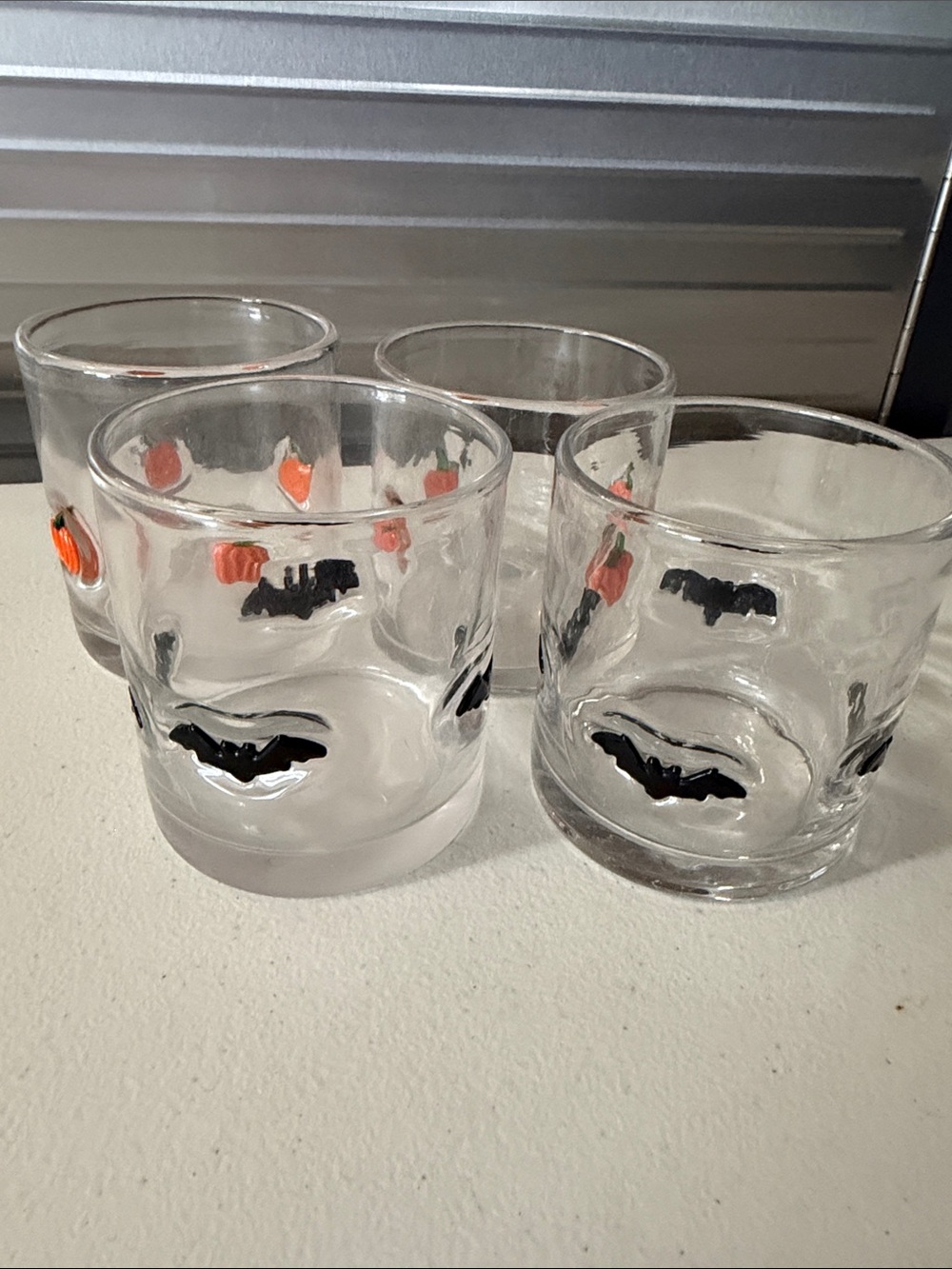 Halloween Bat & Pumpkin Glass Tumbler Set